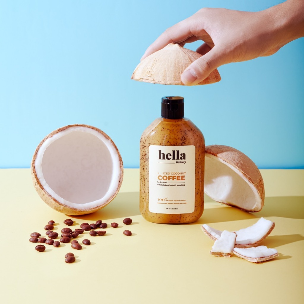 Sữa tắm tẩy tế bào chết hạt cà phê Hella Beauty