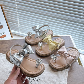 Sz26-36 [+VỚ]0808 Giày sandal xỏ ngón ĐÍNH ĐÁ cho bé gái, thiết kế sang chảnh, chất da mềm, đế cao su nhẹ