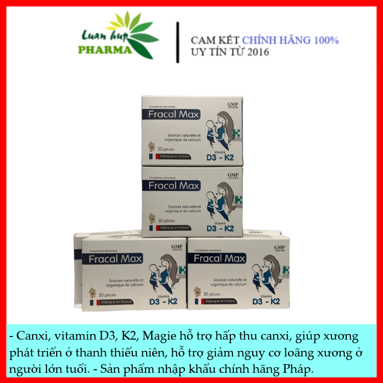 Canxi Fracal Max (nhập khẩu Pháp) - Canxi hữu cơ, bổ sung thêm Vitamin D3, K2 và Magie cho hấp thụ c