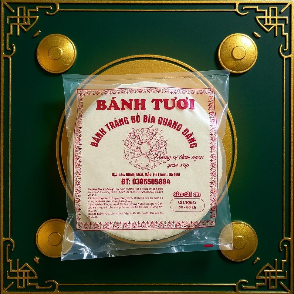 Vỏ Bò Bía Quang Đăng, Vỏ Bò Bía Đậu Xanh, Kích Cỡ 21cm. (100 lá) Chuyên Cuốn Nem, Giò Chả