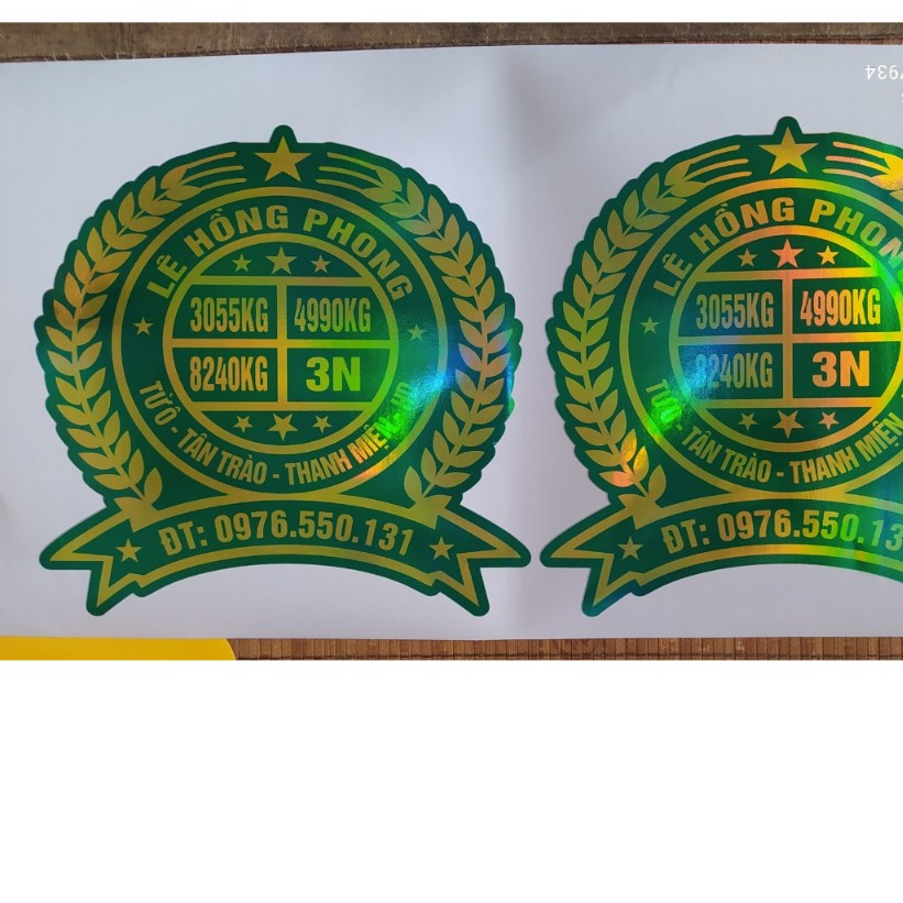 Tem cánh cửa, tem tải trọng xe tải, xe ô tô  in thường, in bảy màu lấp lánh ( sl 2tem ) (size 20-25c