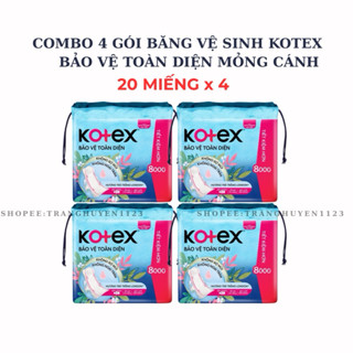  COMBO 4 GÓI BĂNG VỆ SINH BAN NGÀY KOTEX HƯƠNG TRÀ TRẮNG LONDON SIÊU MỎNG CÓ CÁNH 23CM 20 MIẾNG 