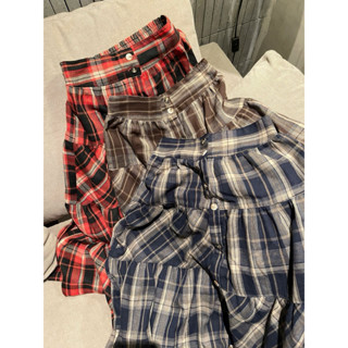 [SMOR.VN] (ẢNH TỰ CHỤP) Chân váy dài line tầng caro KASSA