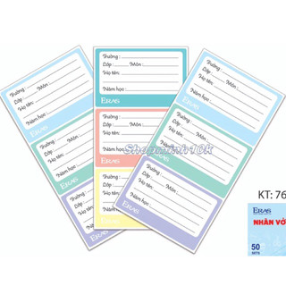 Combo 150 nhãn Vở Màu Pastel Eras E587-Nhãn Vở Bé (76x46mm)