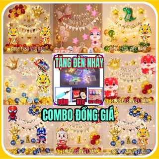 Combo Rồng Vàng Có đèn Led cho bé Trai và Gái ( Tặng bơm, Keo dán, Dây ruy băng, 1 Đèn nháy )