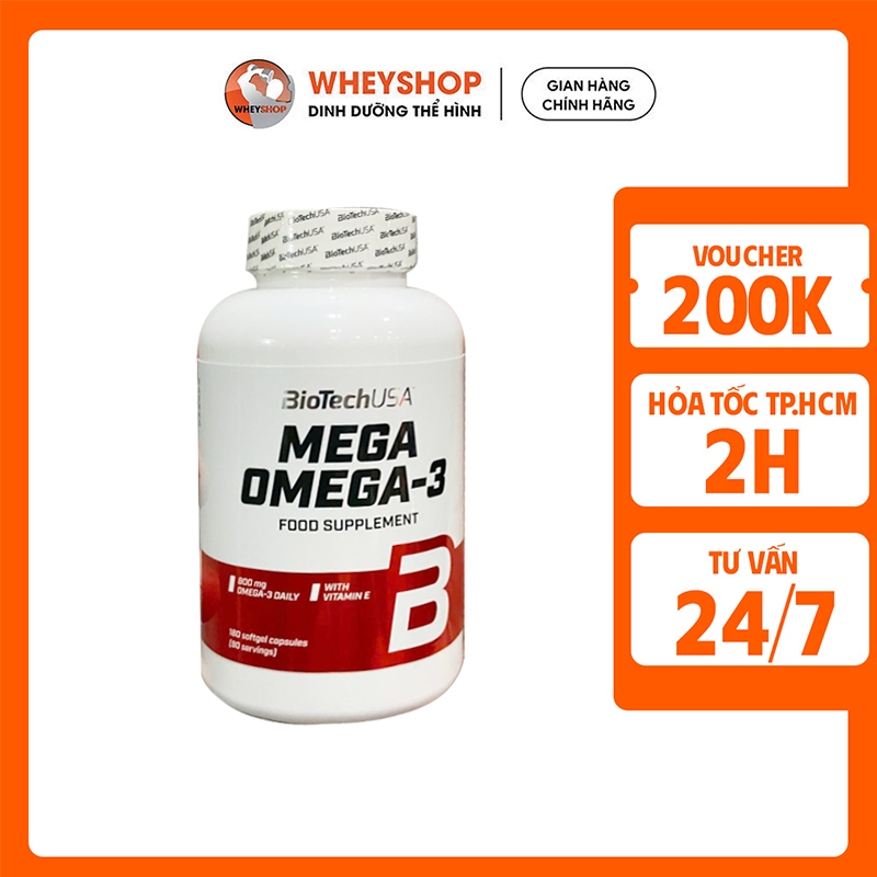 Viên uống bổ sung dầu cá | Omega-3 (180 viên) | BioTechUSA - WHEYSHOP GÒ VẤP
