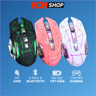 Chuột không dây bluetooth gaming click silent pin sạc led 7 màu đẹp 2400 DPI phù hợp cho laptop pc