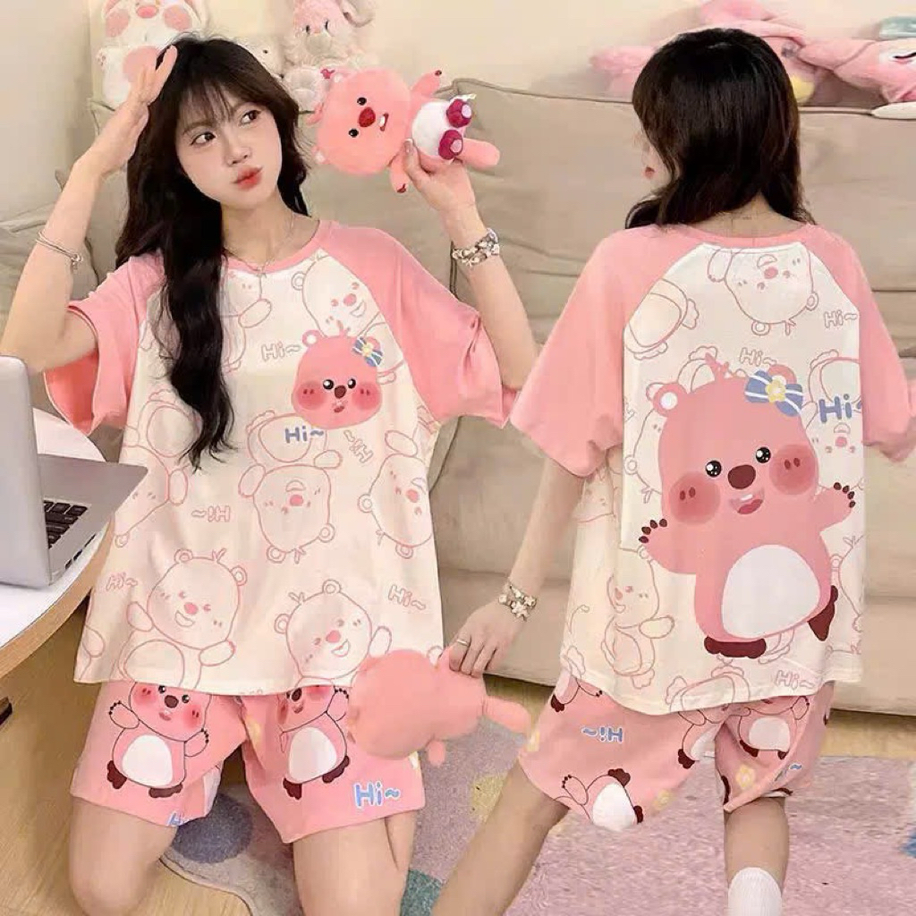 Set bộ cộc tay in hình kuromi-kitty dễ thương cho bé đủ size 14-44kg (D20>