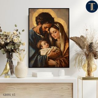 Tranh gia đình Thánh Gia - Tranh Công Giáo treo tường trang trọng, linh thiêng, ấm áp - Sẵn đinh treo tường