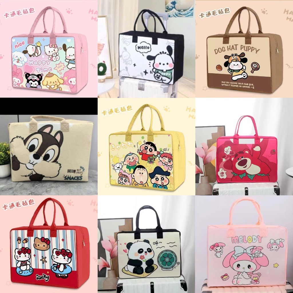    Mua 3 Tặng 1 Ví   Túi Nỉ Vải Mẫu Mới 2026 Dệt Đựng Đồ Đa Năng Kích Thước 40x30x20cm - Hoạt Hình Dễ Thương 