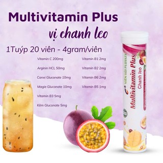 Viên sủi Multivitamin plus chanh leo thơm ngon, tube 20 viên