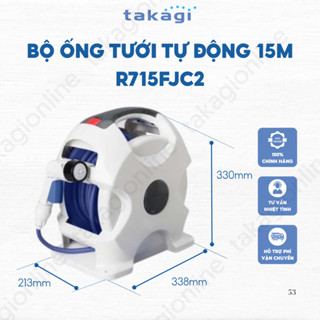 Bộ Cuộn Ống Tưới Cây Tự Động 15m Takagi R715FJC2 4 Chế Độ Tưới Độ Bền Cao Kèm Đầu Nối 1 Vít