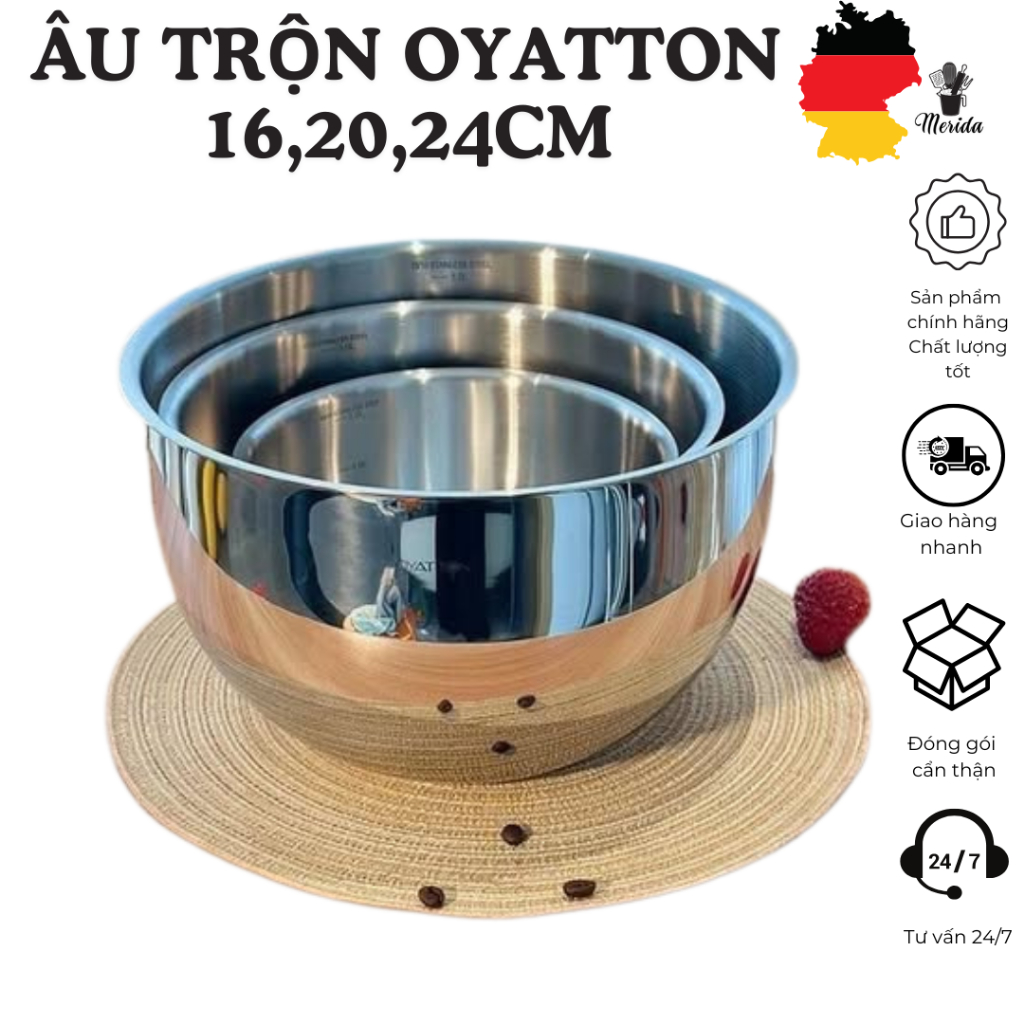 Âu trộn OYATTON, âu trộn inox cao cấp, âu trộn làm bánh, âu trộn đồ ăn, âu trộn nấu ăn, đồ trộn inox
