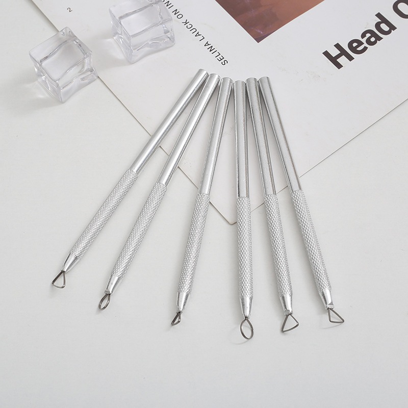 Bộ 6 dụng cụ điêu khắc đất sét hợp kim nhôm đầu cào nhỏ, thích hợp với đất polymer, sáp dầu, đất bột