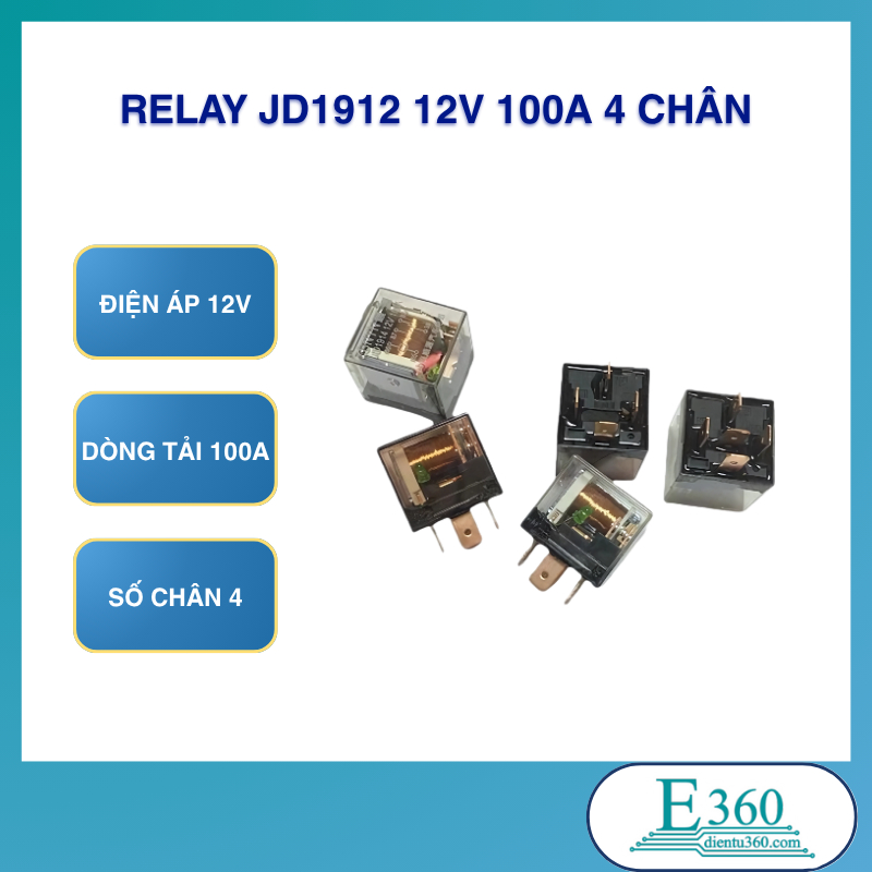 Relay JD1912 12V 100A 4 Chân