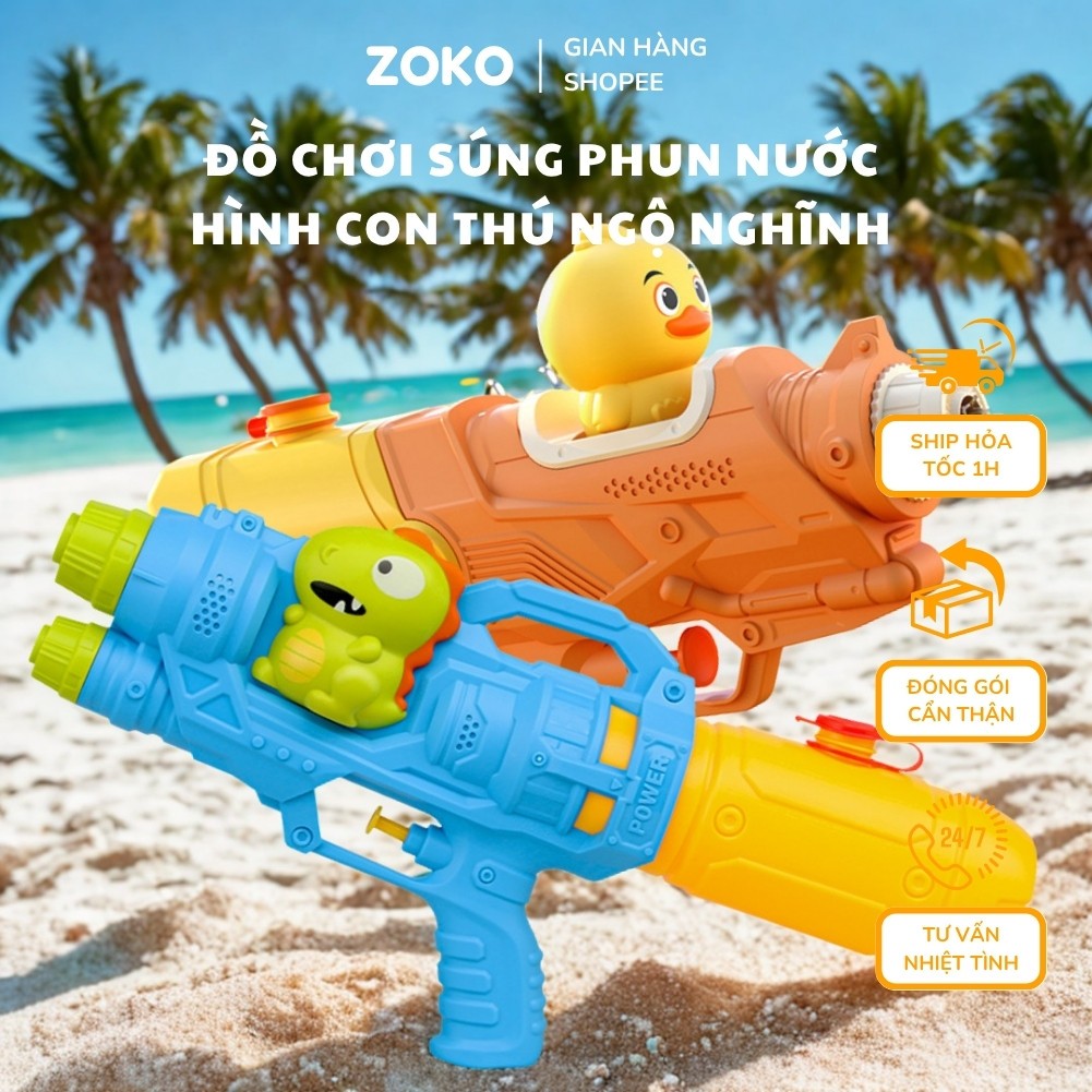 Đồ Chơi Súng Nước (1 Nòng, 2 Nòng) Nhiều Hình Ngộ Nghĩnh, Dễ Thương Cho Bé -  Màu Sắc Đa Dạng, Nhẹ, An Toàn