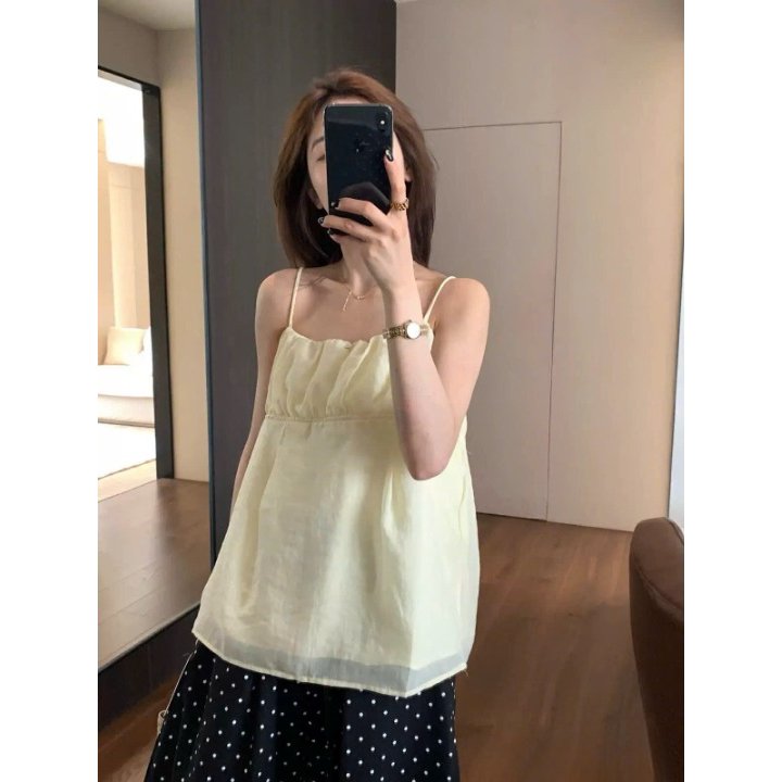 Áo 2 Dây Nữ Dáng Xòe Dễ Thương, áo 2 dây nữ, áo mùa hè, áo dây đi biển Yubishop YB04