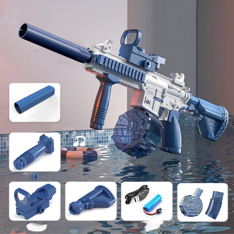  Đồ  Chơi Súng Nước Điện Tự Động CÓ ĐÈN siêu hot 2025 Đồ Chơi Phun Nước Cho Bé Tặng Kèm Pin Sạc 