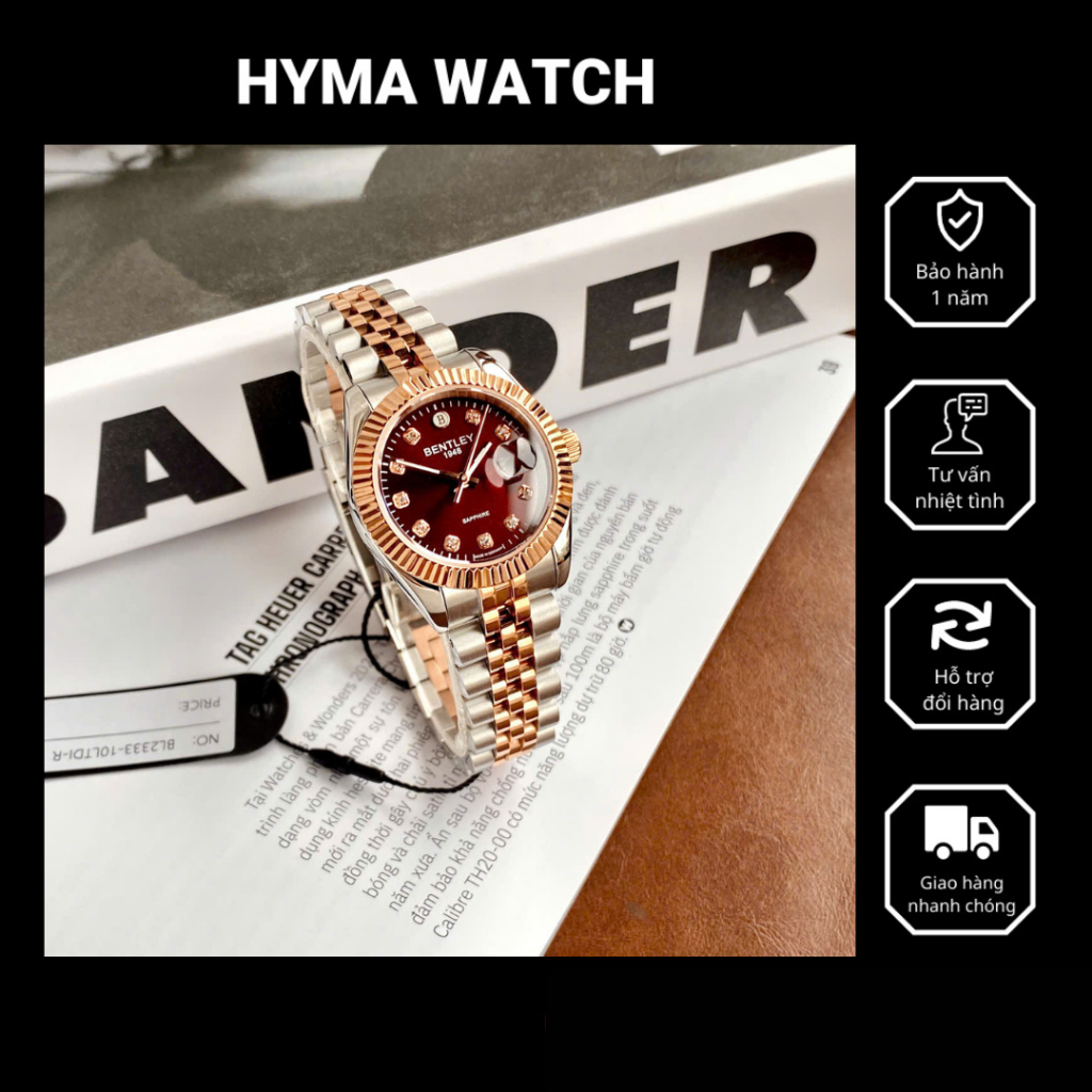 Đồng hồ Nữ Bentley BL2333 Dây thép thiết kế thời trang Bảo hành 2 năm Hyma Watch