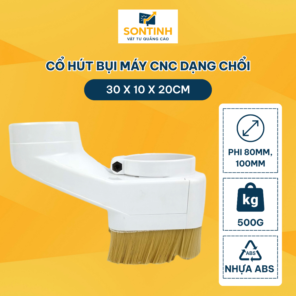 Cổ Hút Bụi Máy CNC Dạng Chổi Nhựa Mềm Chịu Nhiệt Chống Mài Mòn, Quét Gom Bụi Phoi Cắt Phi 80-100mm