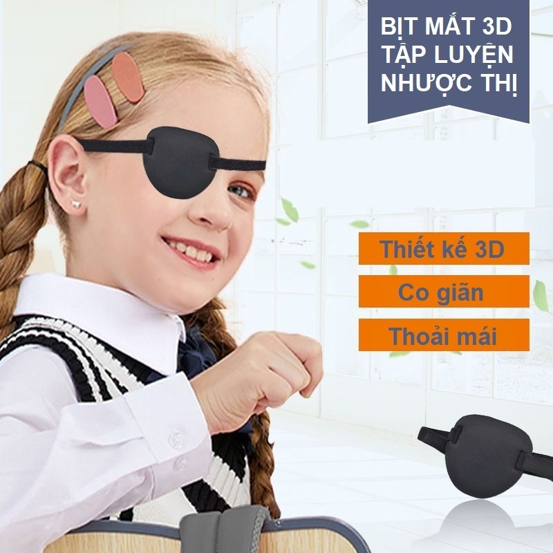 Bịt mắt ôm kín tập luyện nhược thị thiết kế 3D có dây đai điều chỉnh độ ôm (1 chiếc)