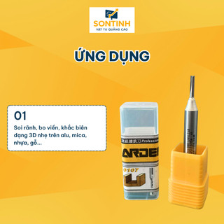 Dao Soi Alu Quả Đào CNC Adren Chữ V, Cắt Đứt, Soi Rãnh Tròn Tạo Biên Dạng Gia Công Tấm Nhôm, Gỗ Công Nghiệp 8mm, 10mm