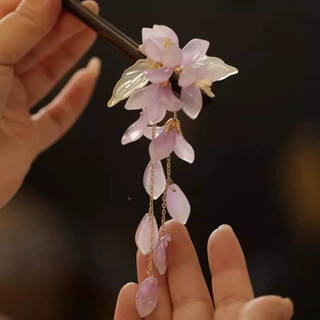 🌸 Trâm Cài Tóc Hoa Hải Đường Phong Cách Tân Trung Hoa – Cài Tóc Gỗ Đính Hoa & Tua Rua Cao Cấp 416433