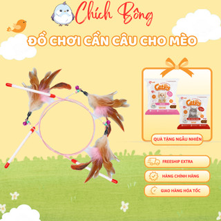 Đồ chơi cần câu mèo gắn lông vũ, đồ chơi tương tác thú cưng que trêu ghẹo mèo đồ chơi thú cưng.