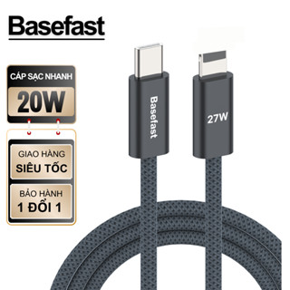 Cáp sạc nhanh 20W Basefast dùng cho Phone 14 13 12 11 Xsm Xr dây dù PD27w siêu bền dài 1m 2m