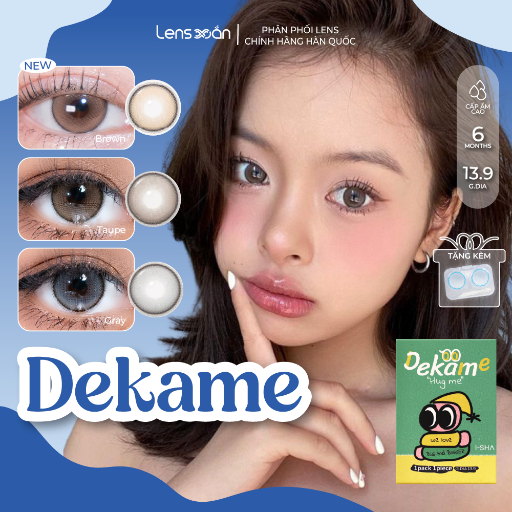 Kính áp tròng cận 6 tháng LENS XOẮN lens tự nhiên giãn tròng có viền trong veo hàn quốc ISHA DEKAME