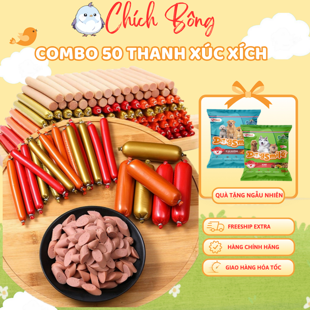 Combo xúc xích mix vị cho chó mèo chứa vitamin khoáng chất cho thú cưng luôn khỏe mạnh