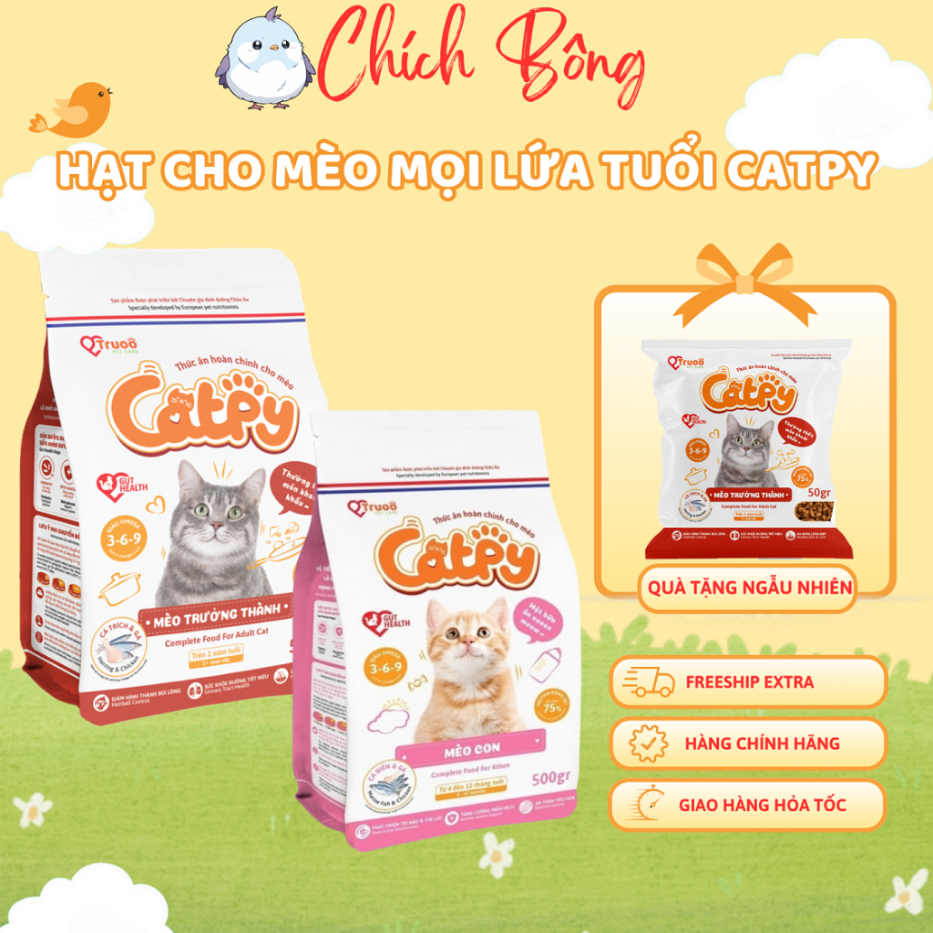 Thức Ăn Cho Mèo Con Catpy, Hạt Cho Mèo Mọi Lứa Tuổi Catpy Giảm hình thành búi lông,hỗ trợ tiết niệu
