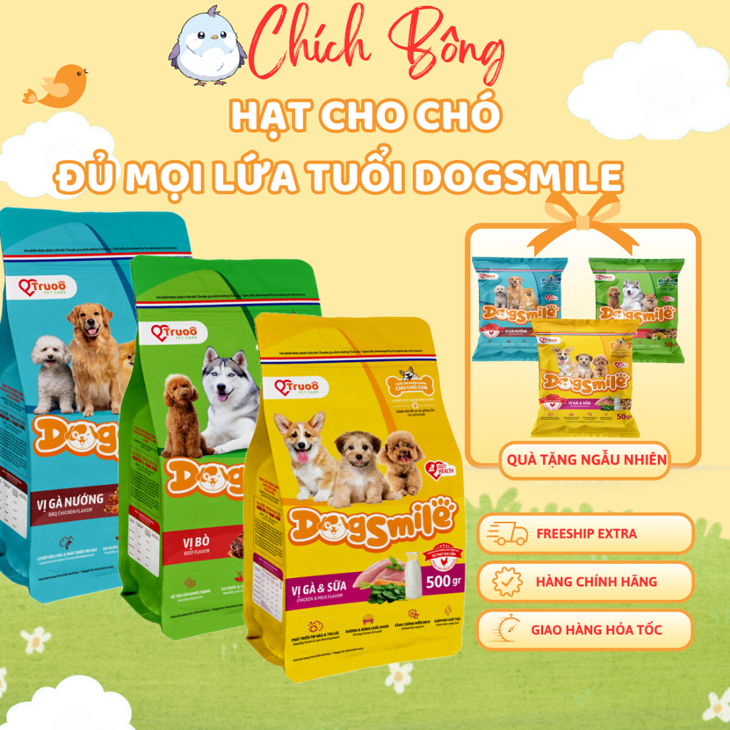  Thức ăn cho chó DogSmile Hạt cho chó con vị gà sữa chó trưởng thành vị bò vị gà nướng Dogsmile 