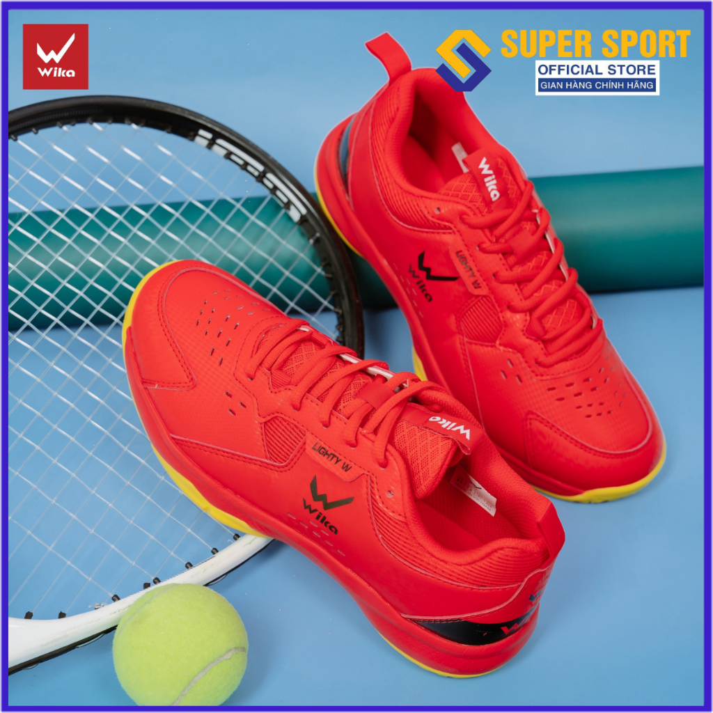 Giày bóng chuyền, Giày cầu lông Wika Maru nam nữ chính hãng màu đỏ tặng tất dệt kim - Đế Eva chơi tr