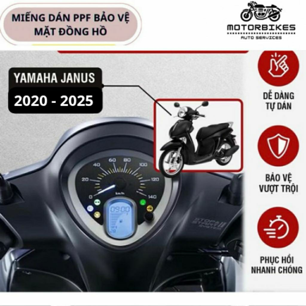 miếng dán PPF bảo vệ mặt đồng hồ xe Yamaha Janus 2020- 2025. chống trầy xước bảo vệ mặt đồng hồ xe