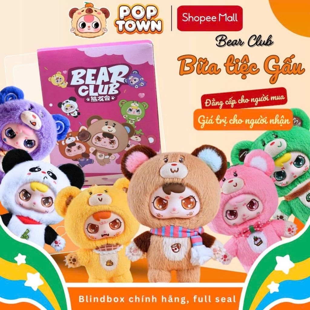 [HỎA TỐC] BEAR CLUB BỮA TIỆC GẤU – Blindbox baby three, quà tặng, figure, gấu bông, móc khóa, đồ chơ