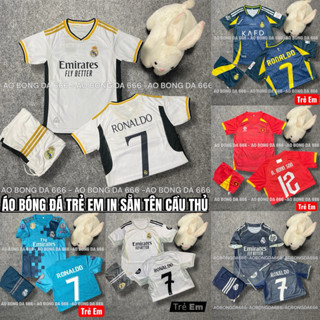 Áo Bóng Đá, Áo Đá Banh Trẻ Em CLB Real Madrid 2024 / 2025  - Vải Mè Thái Cao Cấp - In Sẵn Tên,