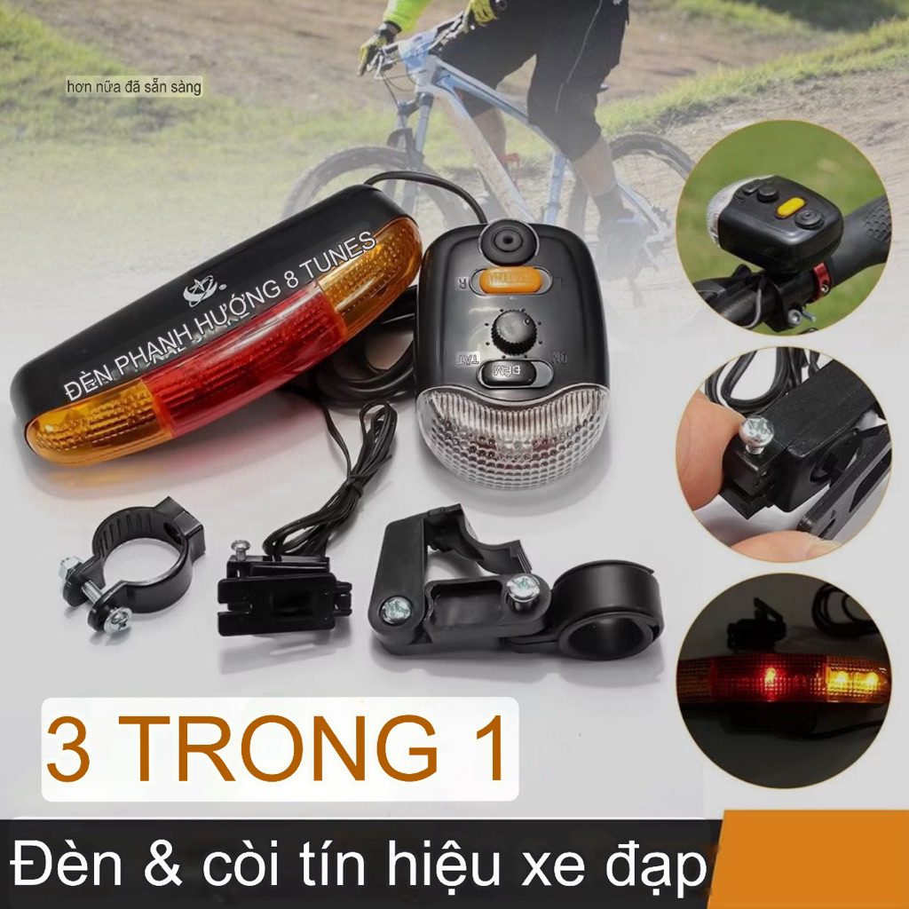   3 TRONG 1  Bộ Đèn Xi Nhan LED & Còi Điện Gắn Xe Đạp XC-408 – Tích Hợp Đèn Pha Đèn Báo Rẽ & Âm Thanh Cảnh Báo 