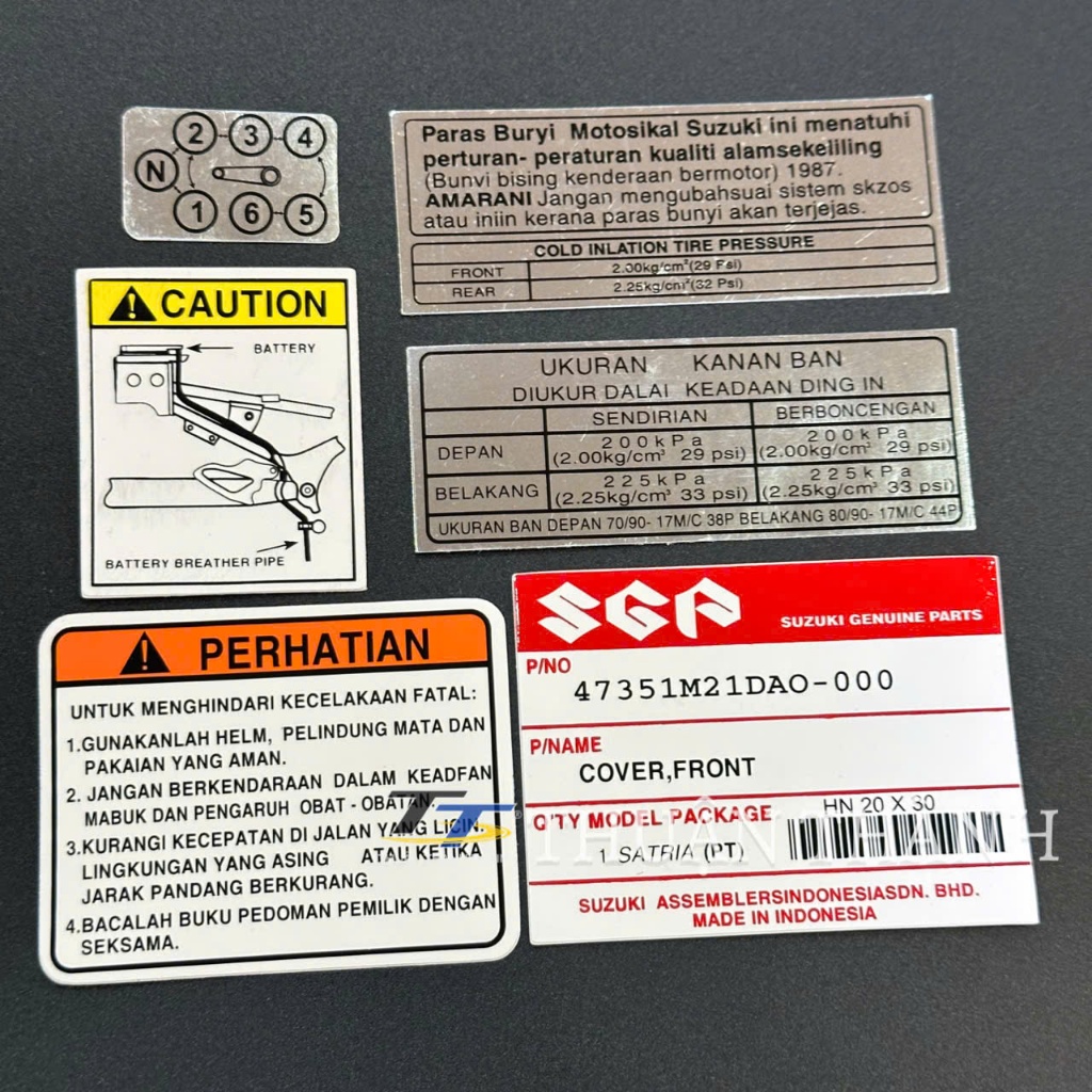 Tem sườn - Tem thông số xe Satria 203 / 206 - RGX