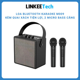  Loa Bluetooth karaoke M009 kèm với 2 micro không dâychính hãng thiết kế nhỏ gọn 