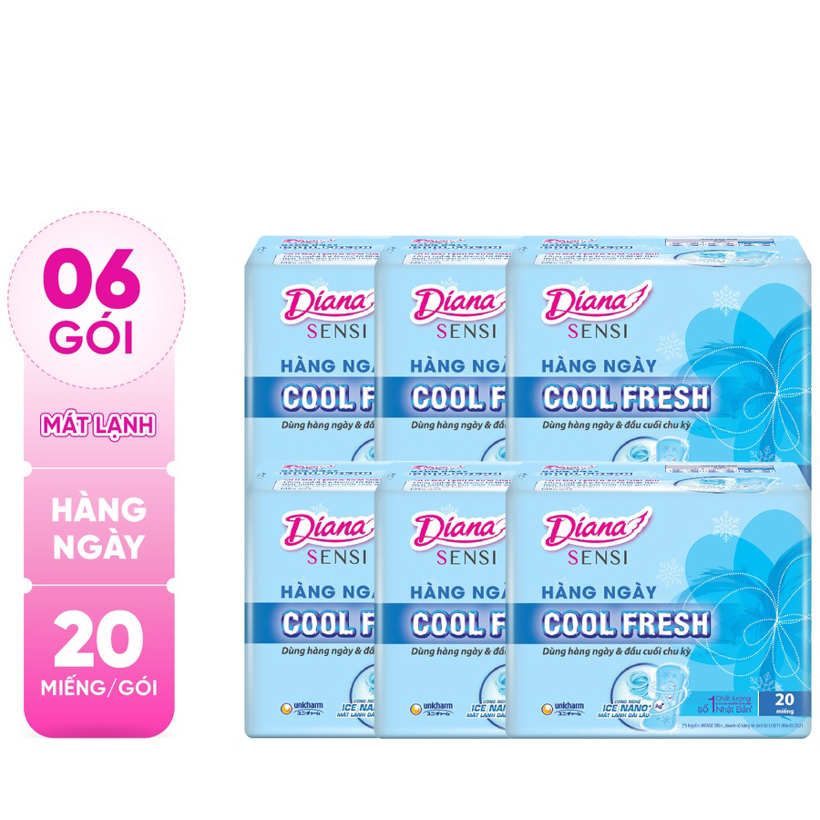 6 Gói Băng Vệ Sinh Diana Sensi Hàng Ngày Cool Fresh 20 Miếng