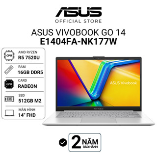 Laptop Asus Vivobook Go 14 E1404FA-NK177W Ryzen 5 7520U | 16GB | 512GB | 14" FHD  Radeon Win 11 Bạc