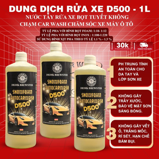  Dung Dịch Rửa Xe Không Chạm D500 Nước Tẩy Rửa Xe Bọt Tuyết Car Wash Chăm Sóc Xe Máy Ô Tô Bảo Hưng - Chai 1 Lít 