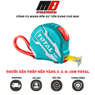 Thước kéo thép nền vàng 3 - 5 - 8 - 10m total tmt126231 tmt126251 tmt126252 có chức năng tự khoá