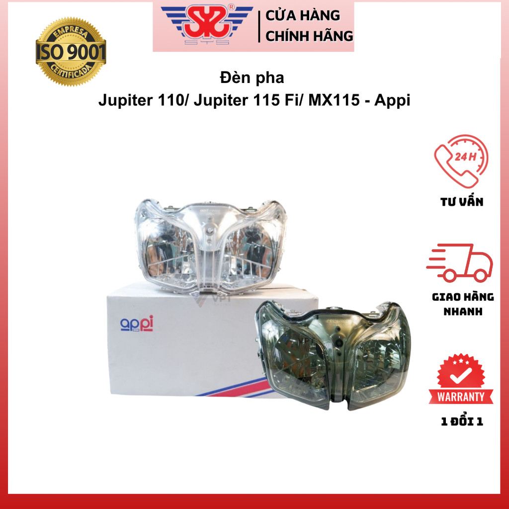 Đèn pha Jupiter | Choá đèn Jupiter 115 Fi khói chính hãng APPi 1PB