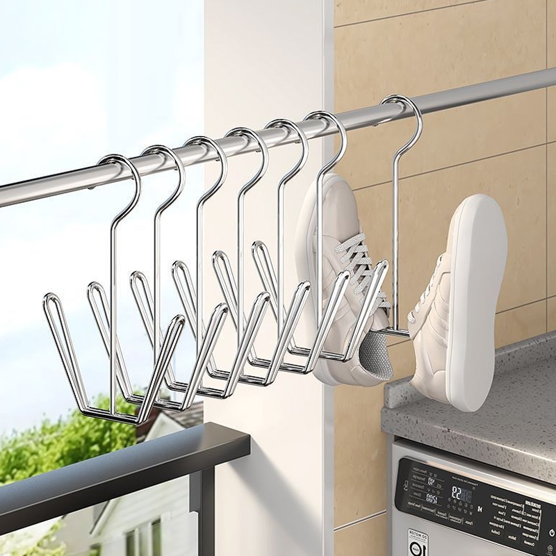 Giá phơi giày bằng thép không gỉ, giá phơi giày chắn gió, móc phơi giày ban công