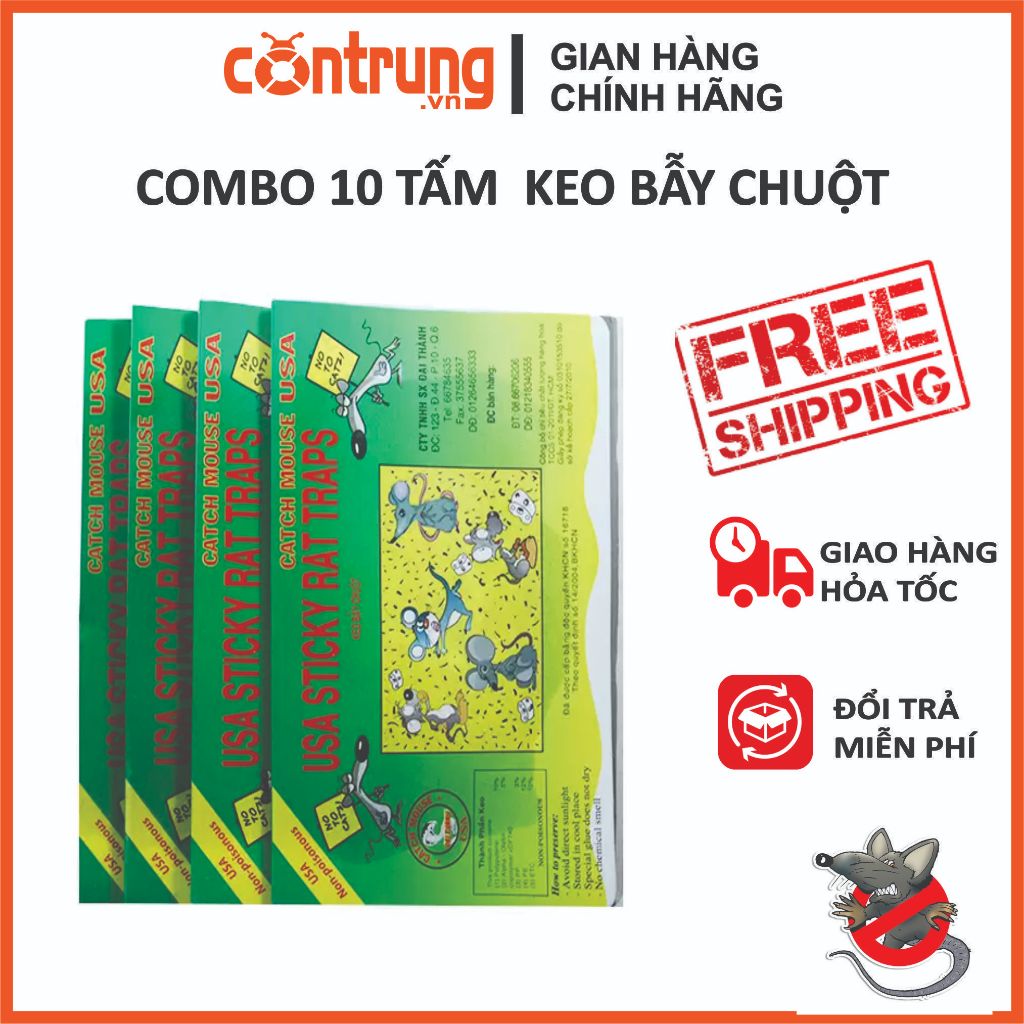 Combo 10 Cái - Keo Dính Chuột -Tấm Giấy - Hiệu Quả Cao - Keo Không Mùi