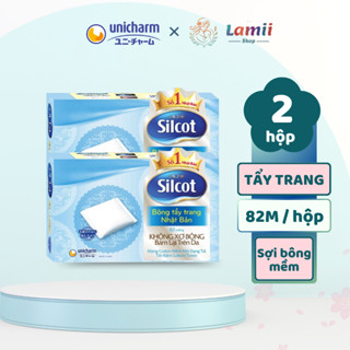  Combo 2 Bông tẩy trang Silcot 82 miếng hộp mịn và siêu sạch không xù không rách viền 