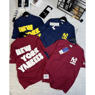  Áo Phông MLB Logo New York Yankees in nổi Chữ To chất Cotton 2 Chiều Áo Phộng Mlb Form rộng hàn quốc Mặc dáng siêu xinh 