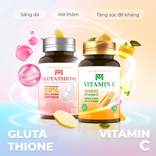 Glutathione, Vitamin C combo viên uống VTM hỗ trợ làm trắng da, mờ thâm, tăng cường sức đề kháng